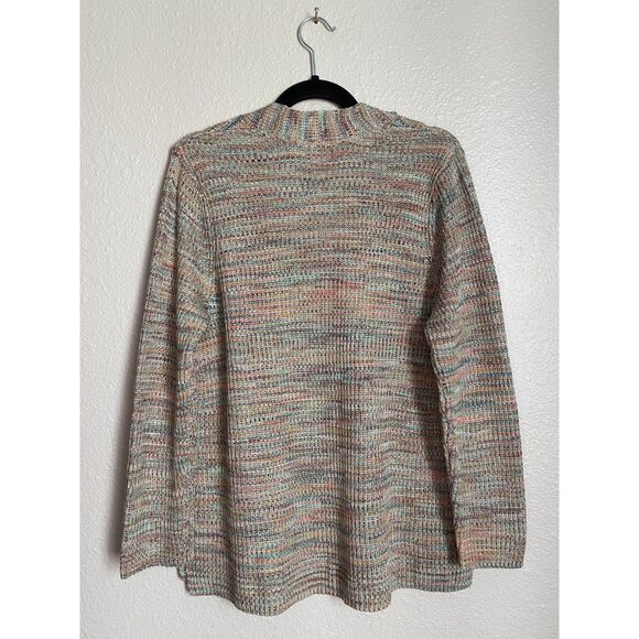 J. Jill Multi Color Cotton Blend Knit V-Neck Tunic Sweater - Picture 3 of 9